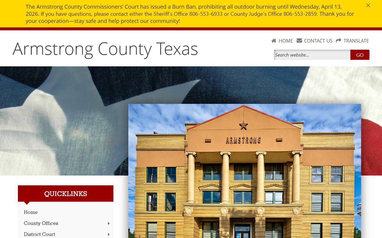 Armstrong County Clerk DUI DWI records Claude Texas Panhandle