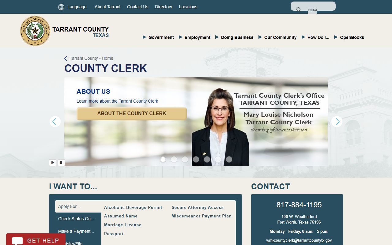 Tarrant County clerk criminal DUI DWI records